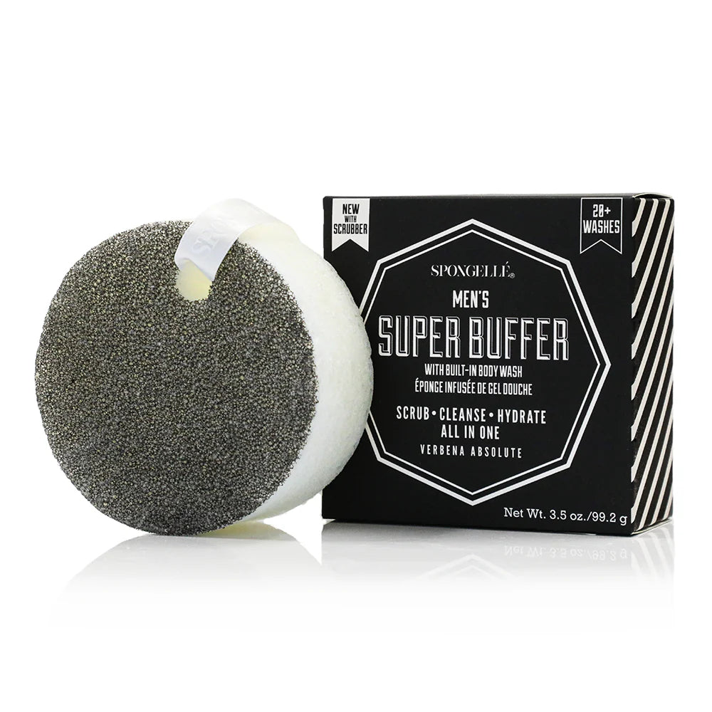 Spongelle 20+ Men's Super Buffer With Black Scrubber-Verbena Absolute 3.5oz