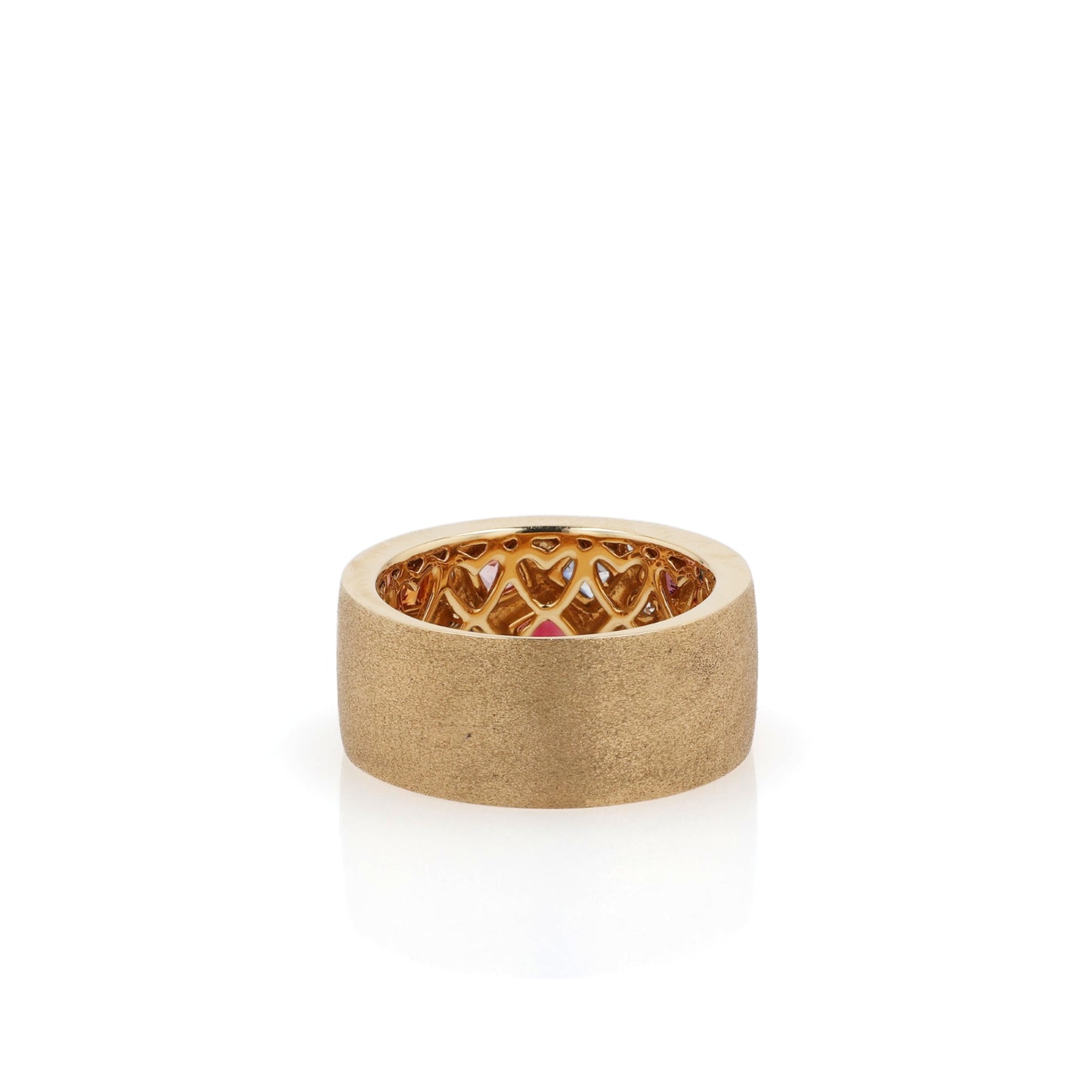 14k Yellow Gold Mosaic Style Multi-Color Sapphire and Diamond Band