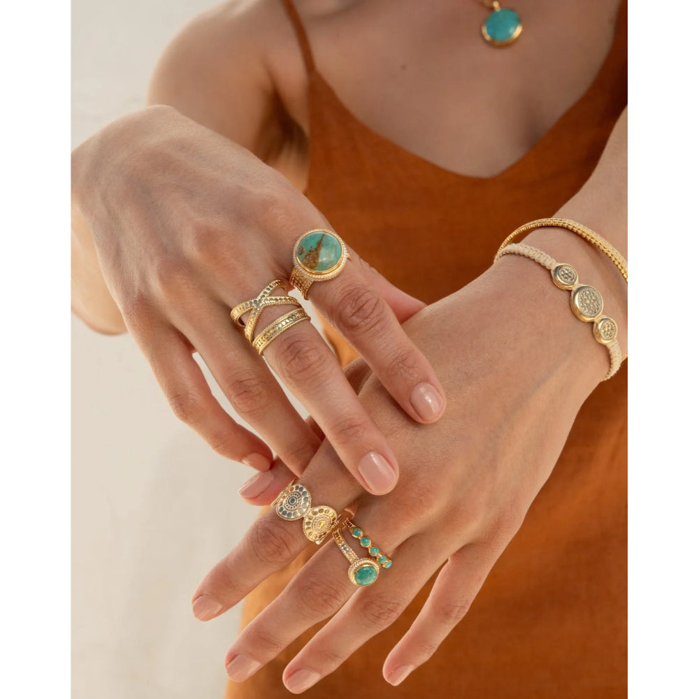 Anna Beck Gold Turquoise Skinny Band Ring