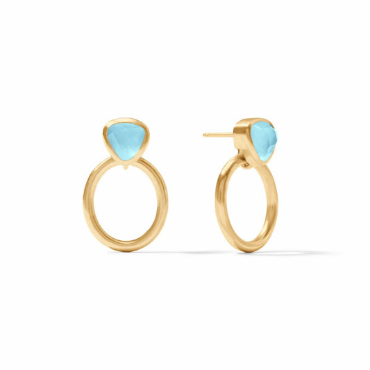 Julie Vos Aquitaine Demi Doorknocker Earring-Iridescent Capri Blue