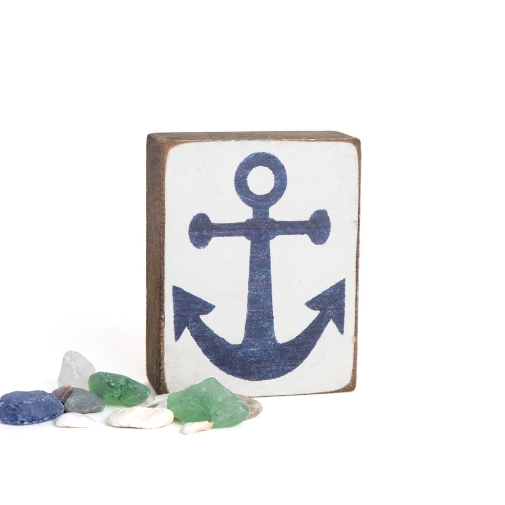 Rustic Marlin Navy Anchor Block Sign