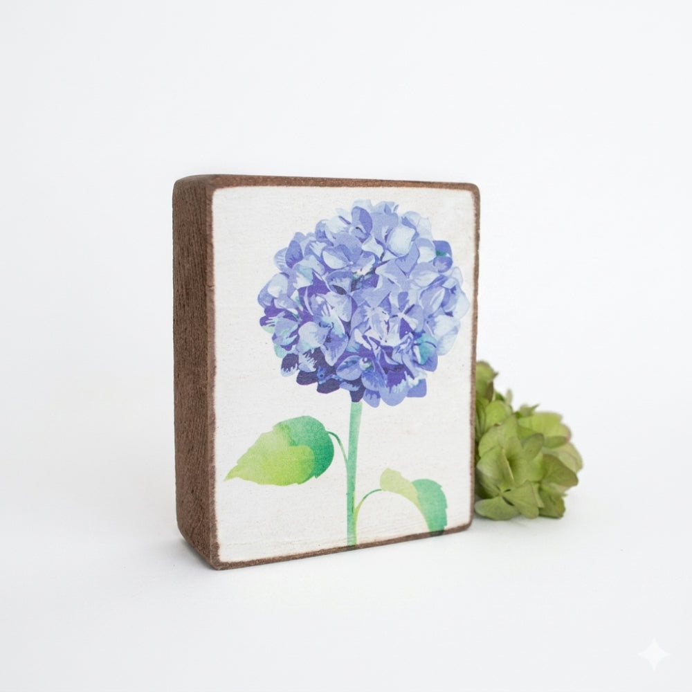 Rustic Marlin Hydrangea Flower Block Sign