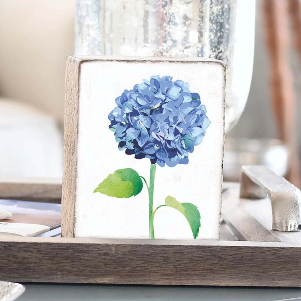 Rustic Marlin Hydrangea Flower Block Sign