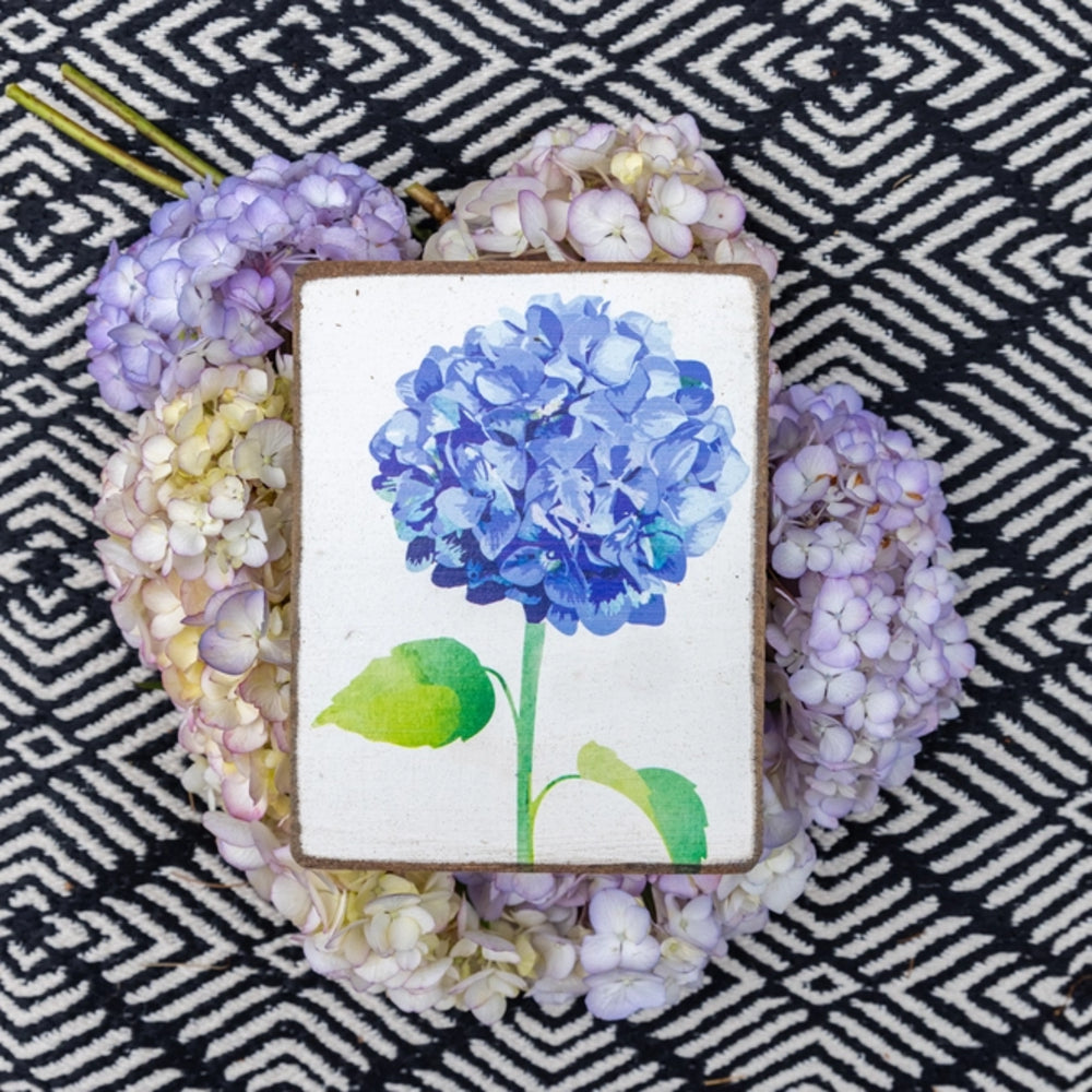 Rustic Marlin Hydrangea Flower Block Sign