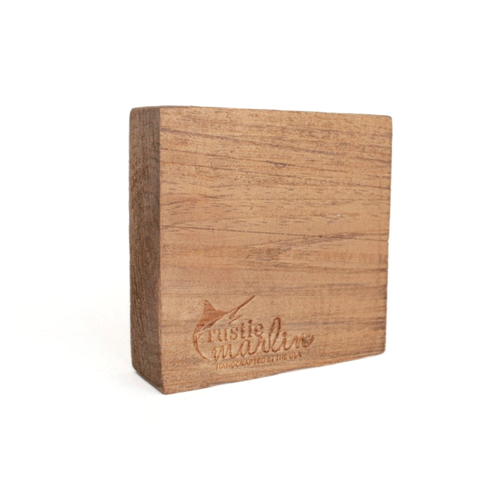 Back of a brown  square wooden block on a white background