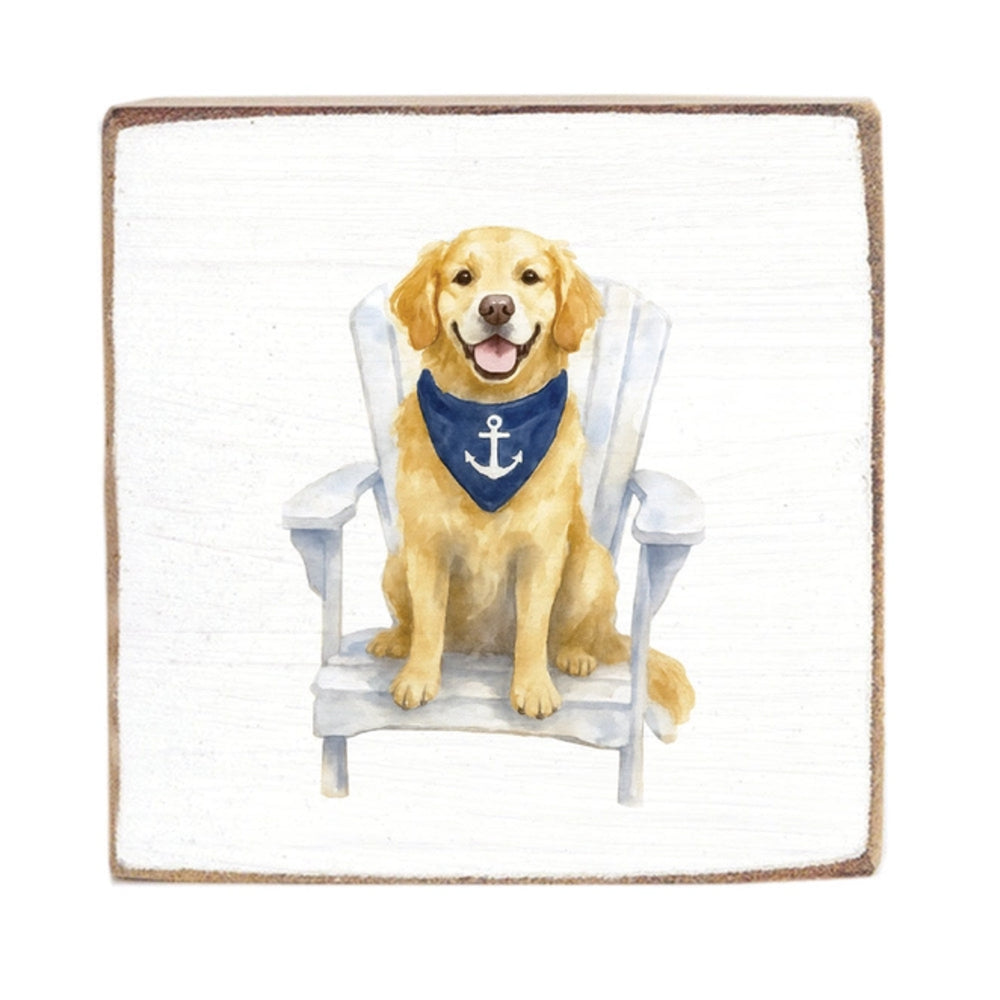 Rustic Marlin Coastal Dog Block Sign