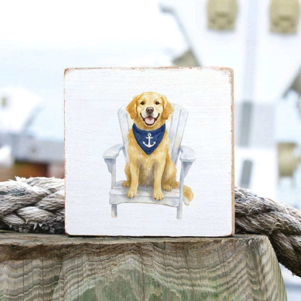 Rustic Marlin Coastal Dog Block Sign