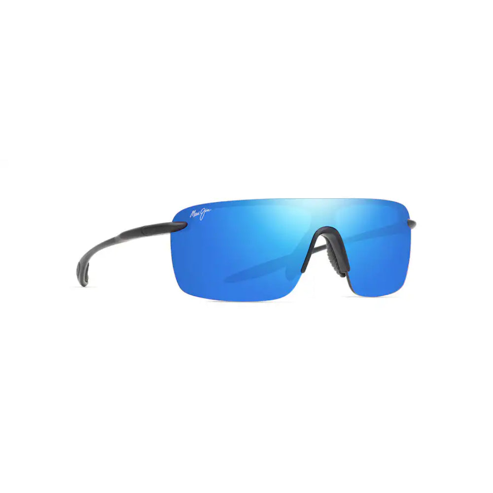 Maui Jim PALULU Polarized Shield Sunglasses - Matte Black and Blue Hawaii