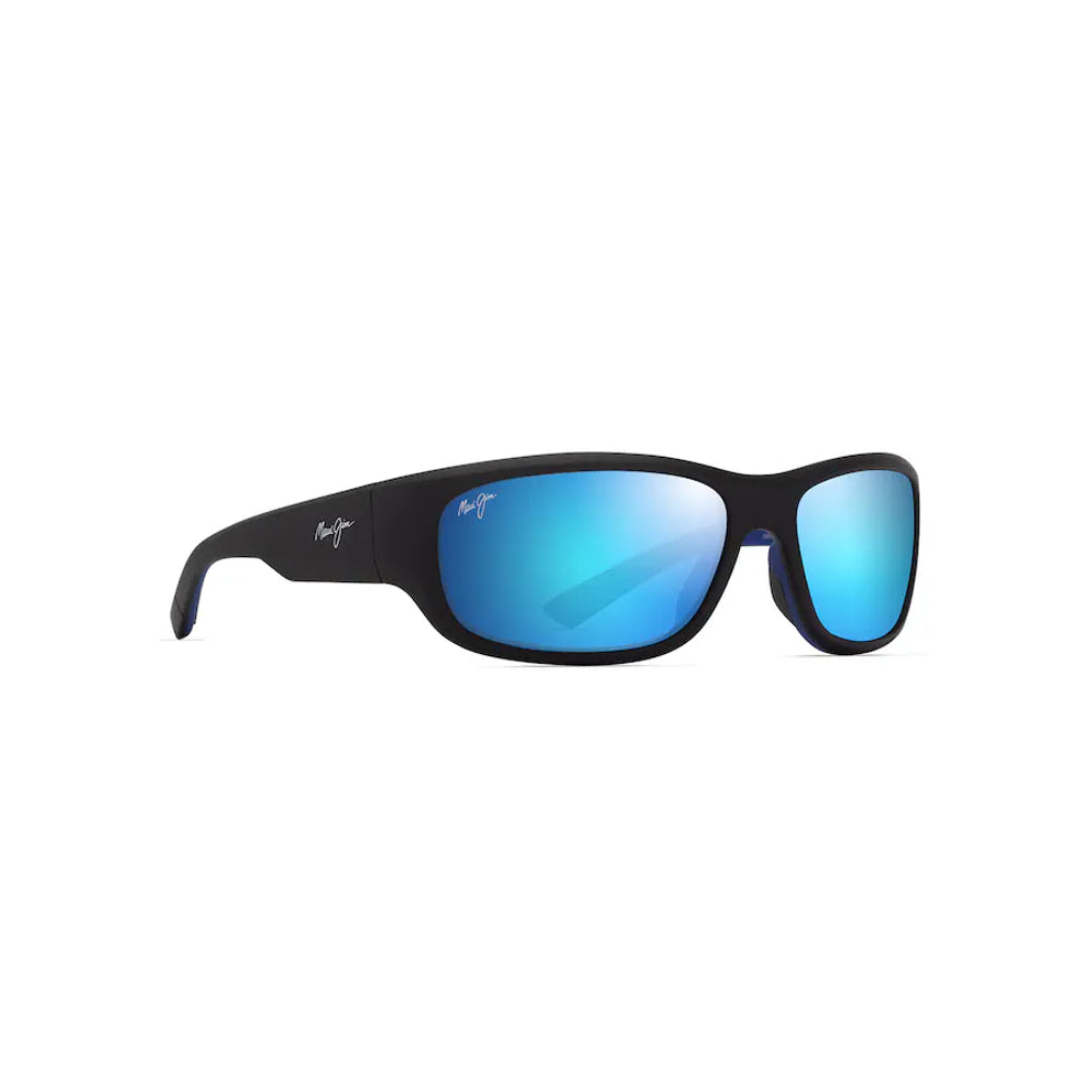 Maui Jim MA‘UKELE Polarized Wrap Sunglasses - Matte Black/Blue
