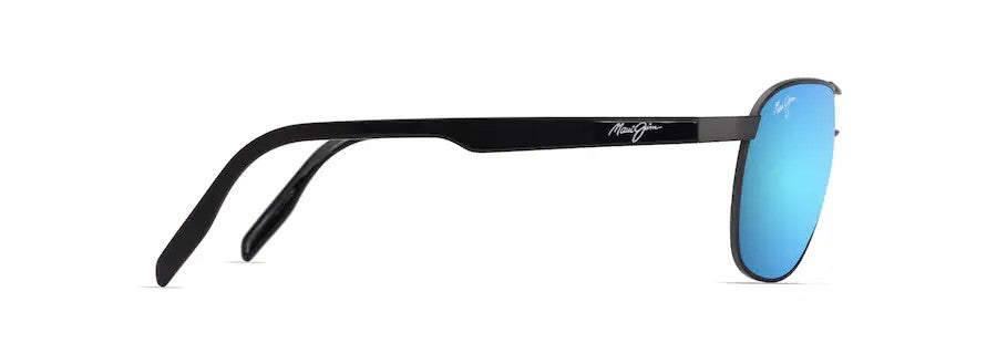 Maui Jim CASTLES Polarized Aviator Sunglasses - Matte Dark Ruthenium with Black