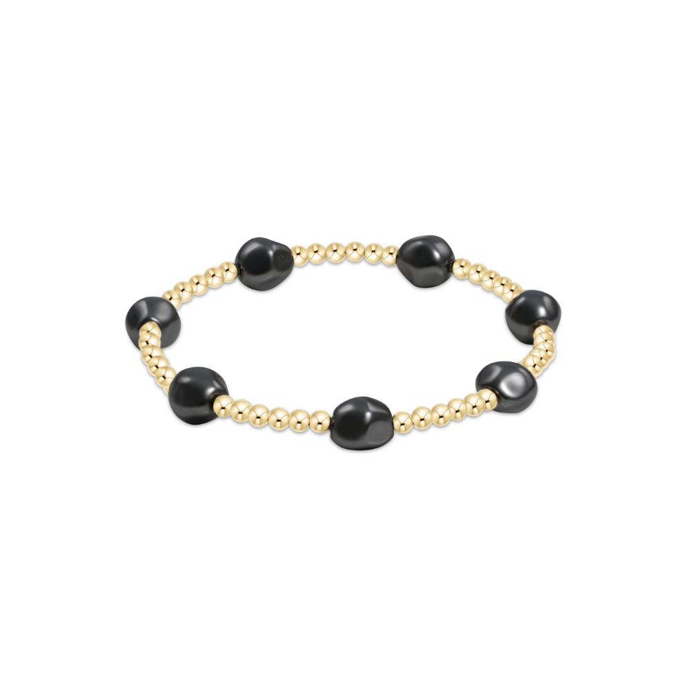 enewton 6.25" Admire Gold 3mm Bead Bracelet - Dark Grey Pearl