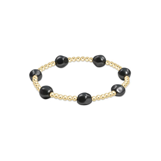 enewton 6.25" Admire Gold 3mm Bead Bracelet - Dark Grey Pearl