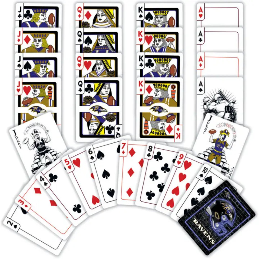 Set of playing cards with visible deck  on a white background