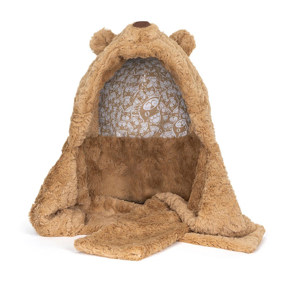 Brown bear-shaped hooded scarf