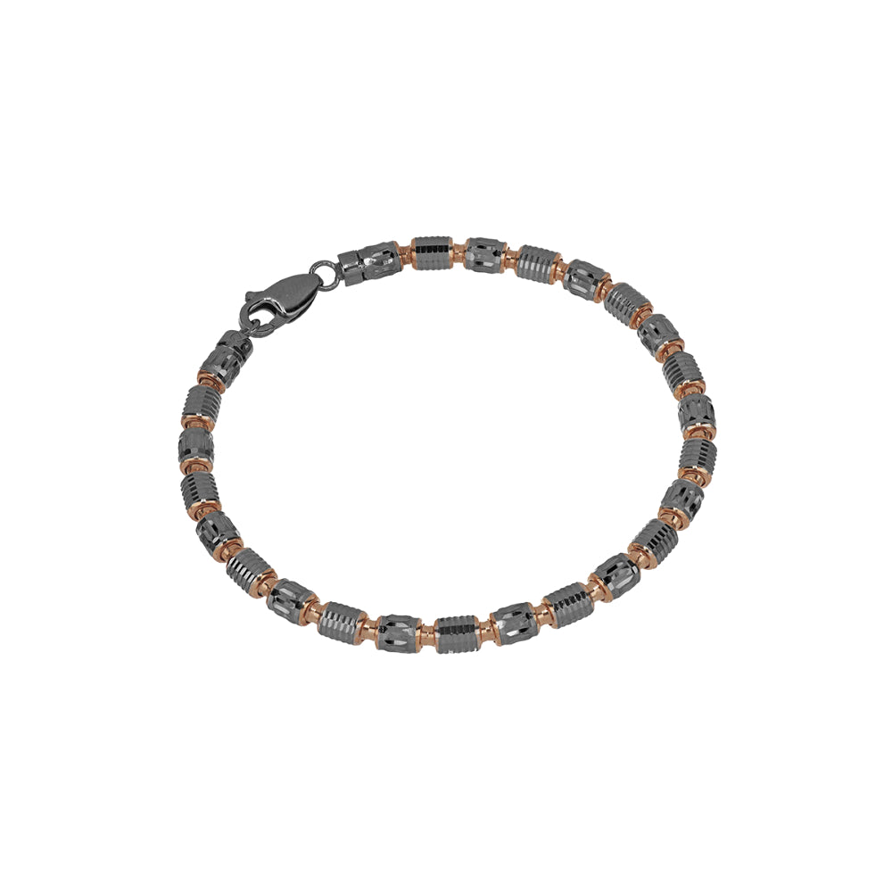 Desmos Rose Gold tone & Gun Metal Two-Tone 2mm Bracelet 7.5"