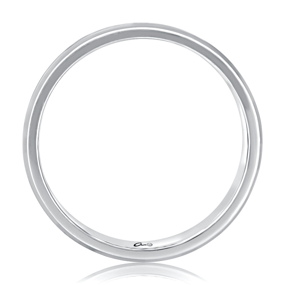 A. Jaffe Black Zirconium & Platinum Satin Band with Beveled Edges