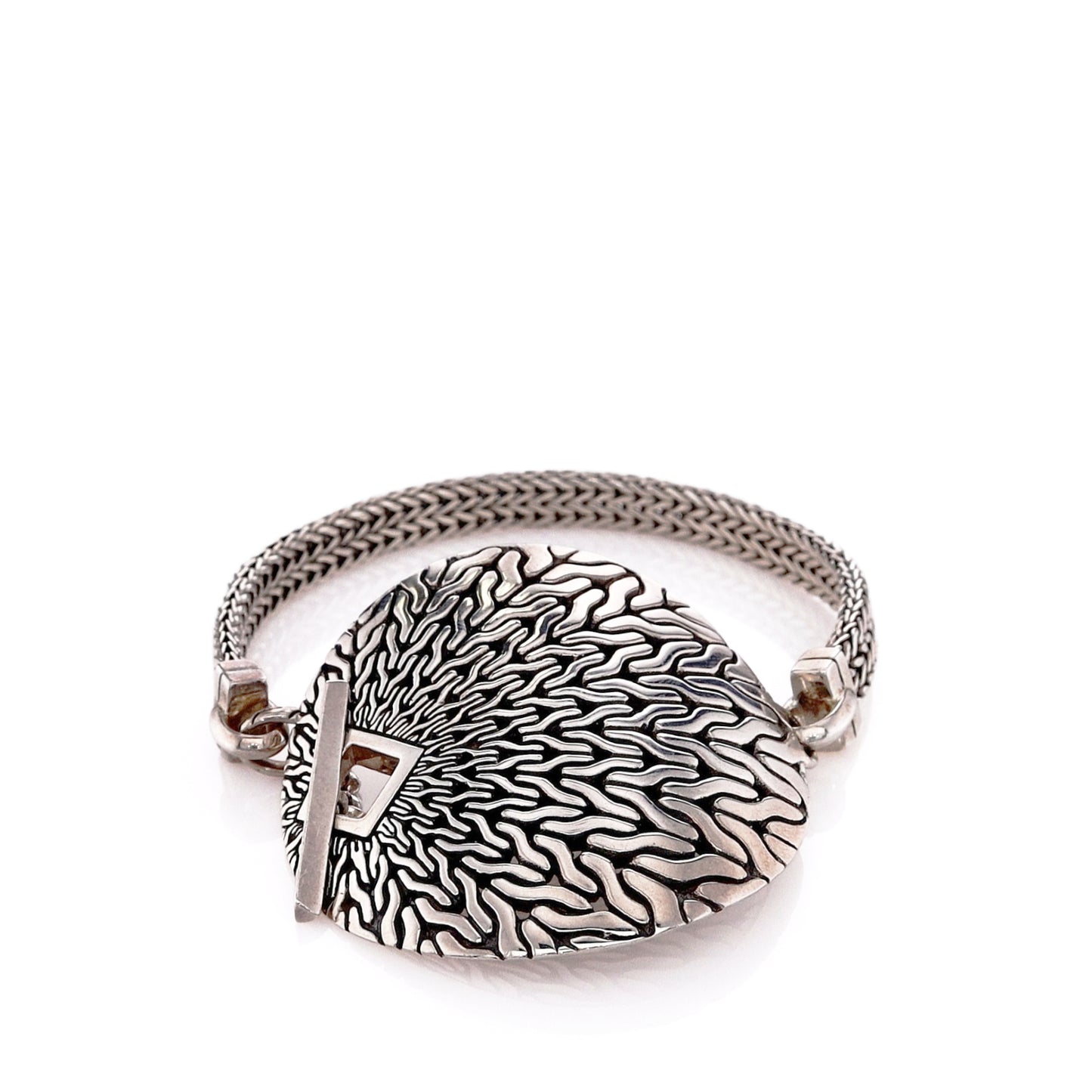 John Hardy Sterling Silver Classic Large Engraved Disc Chain Bracelet