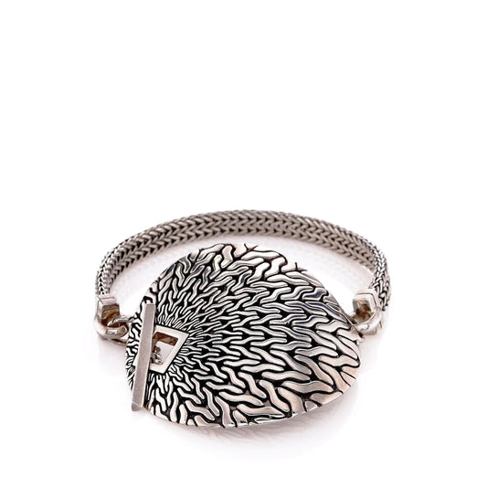 John Hardy Sterling Silver Classic Large Engraved Disc Chain Bracelet