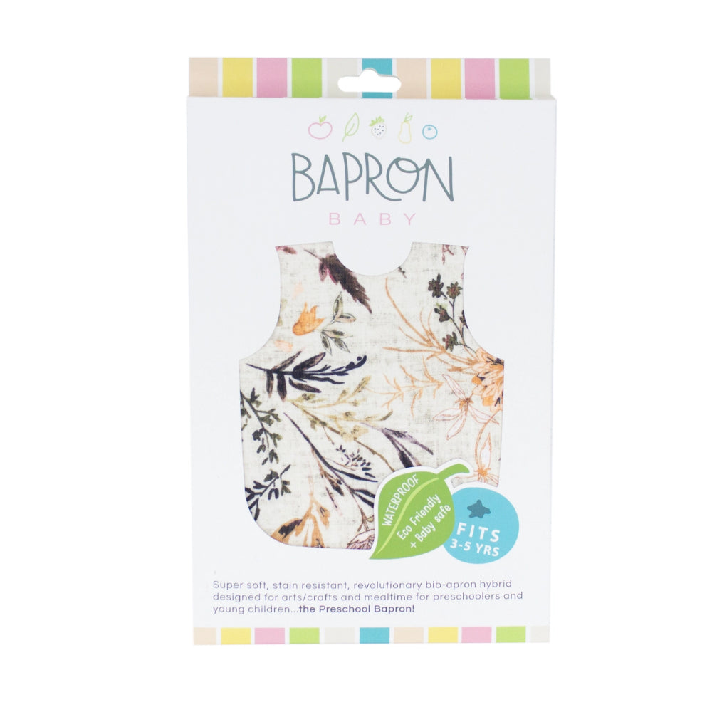 Bapron Baby packaging with floral design and colorful border