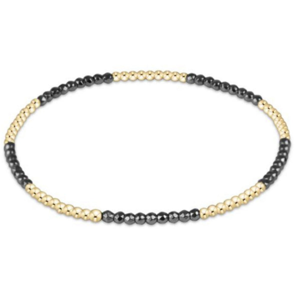 enewton 6.25" Blissful Pattern 2mm Bead Bracelet - Silver Faceted Hematite