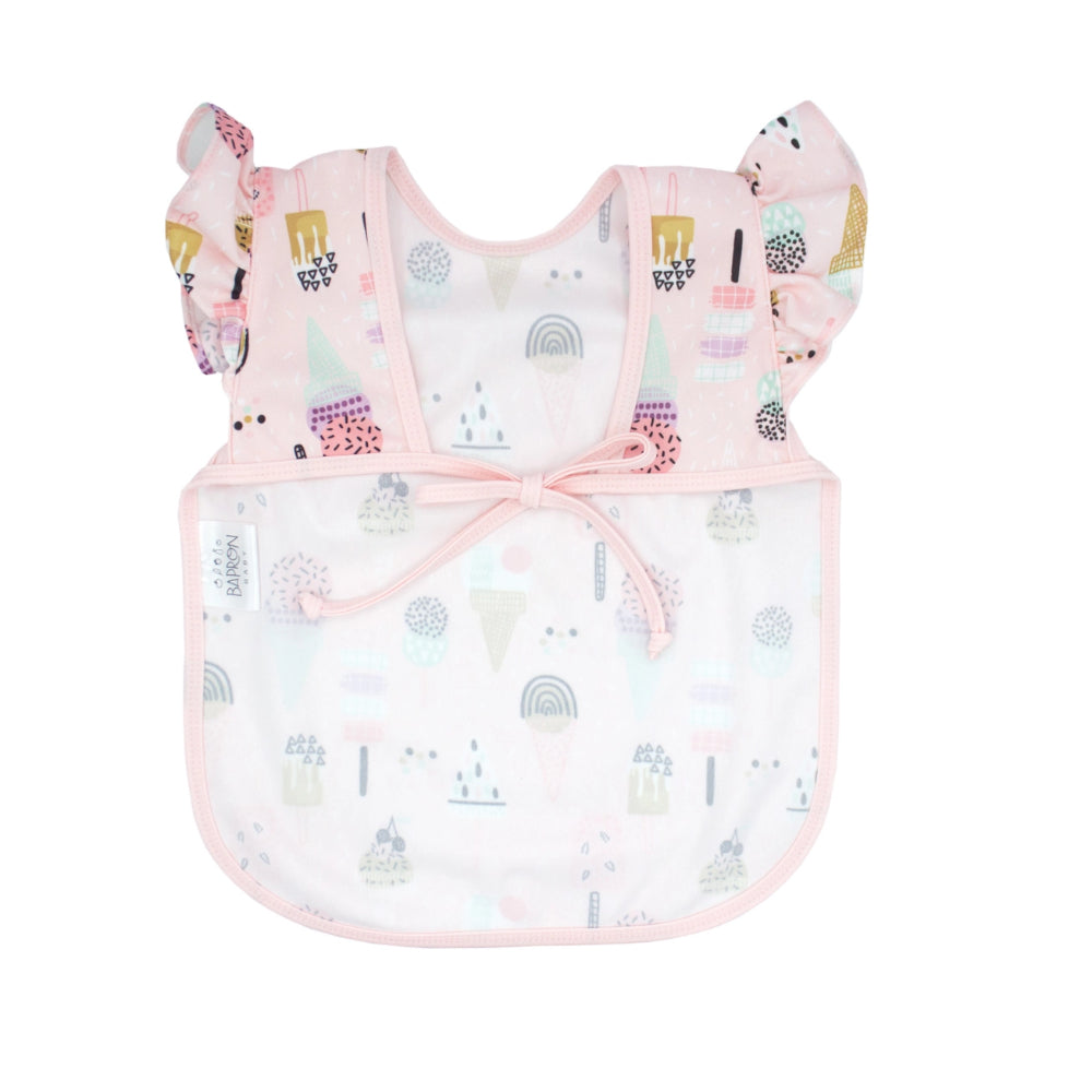 Baby bib with ice cream cone pattern  on a white background