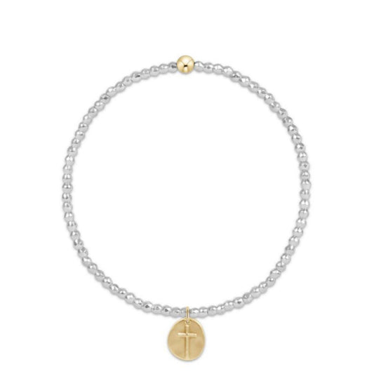 enewton 6.25"Bright Silver Faceted Hematite 2mm Bead Bracelet - Inspire Small Gold Charm