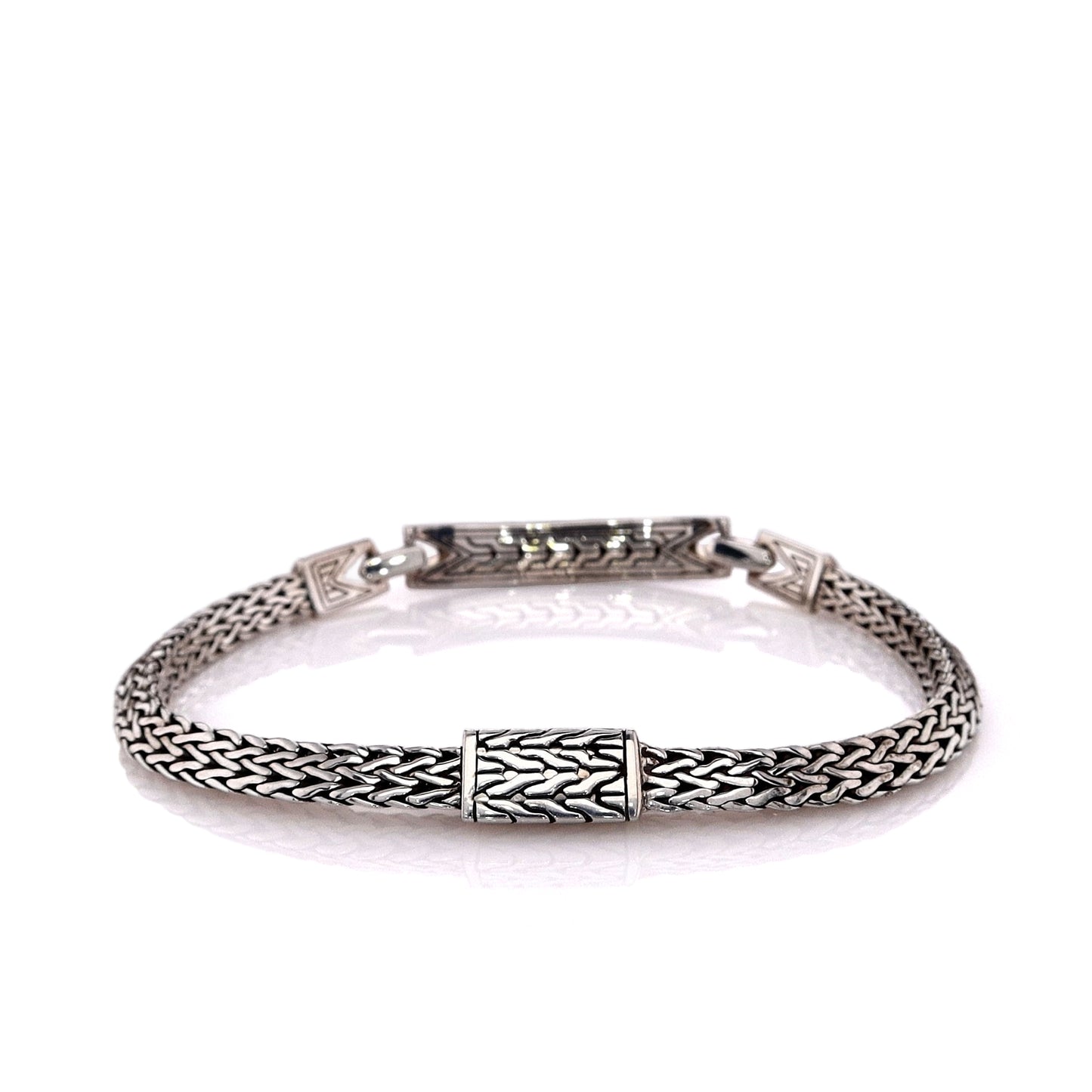 John Hardy Sterling Silver Classic Tiga Black Sapphire and Spinel Chain Bracelet