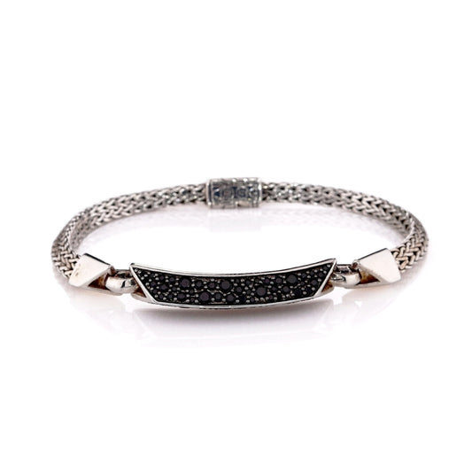 John Hardy Sterling Silver Classic Tiga Black Sapphire and Spinel Chain Bracelet