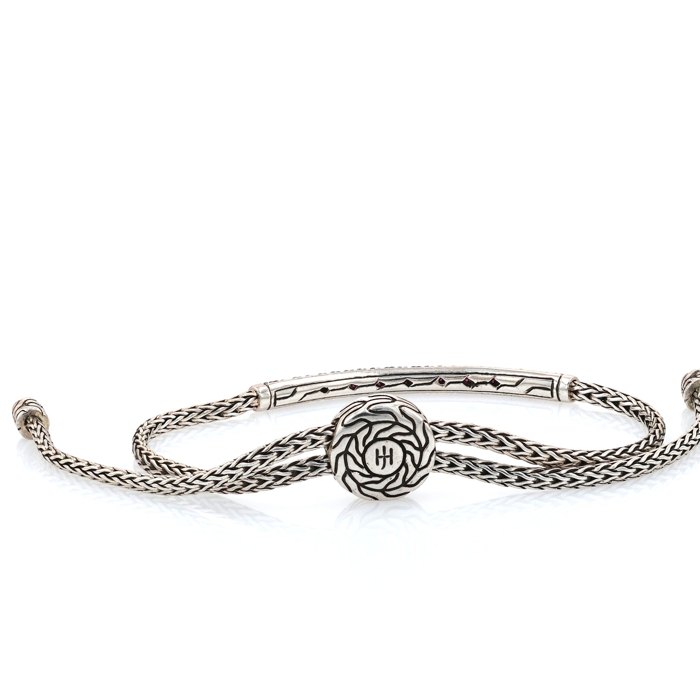 John Hardy Sterling Silver Classic Chain Mini Chain Pull Through Treated Ruby Bracelet