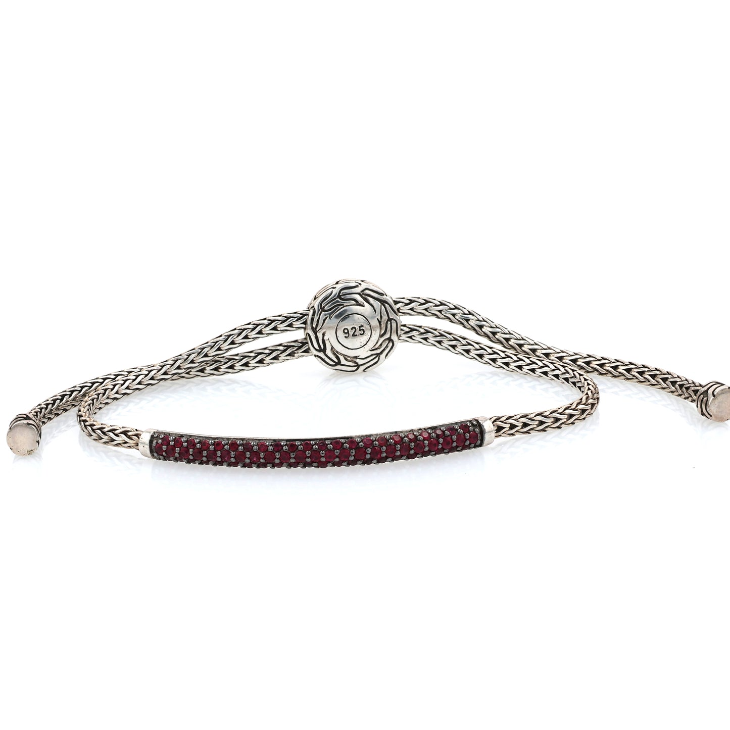 John Hardy Sterling Silver Classic Chain Mini Chain Pull Through Treated Ruby Bracelet