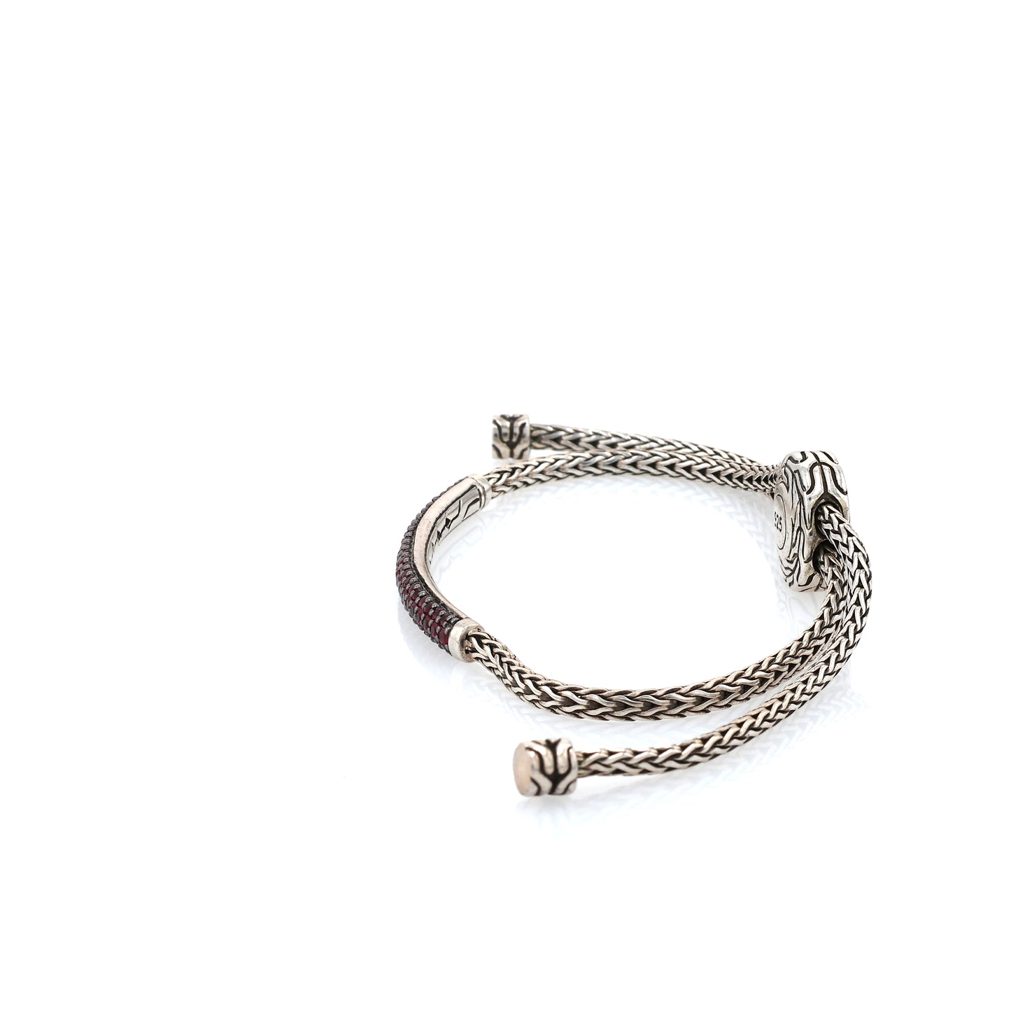 John Hardy Sterling Silver Classic Chain Mini Chain Pull Through Treated Ruby Bracelet