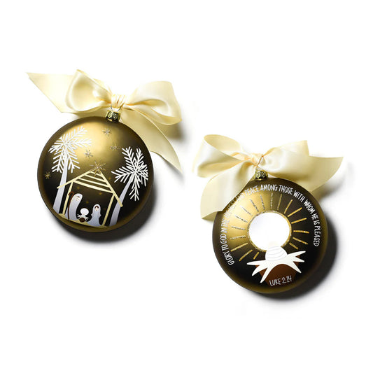 Coton Colors Birth of Christ - Luke 2:14 Glass Ornament