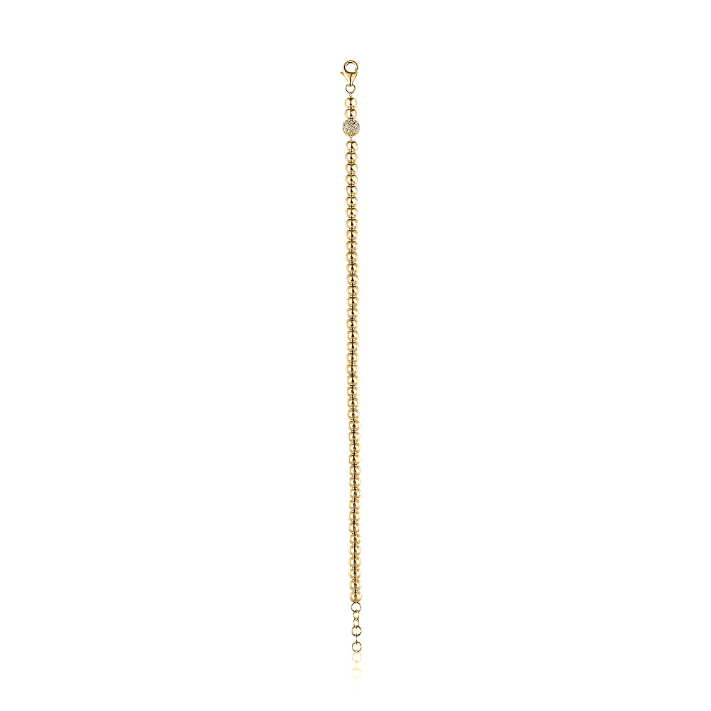 A. Jaffe 14k Gold Beaded Stretch Bracelet with Diamond Pave Bead