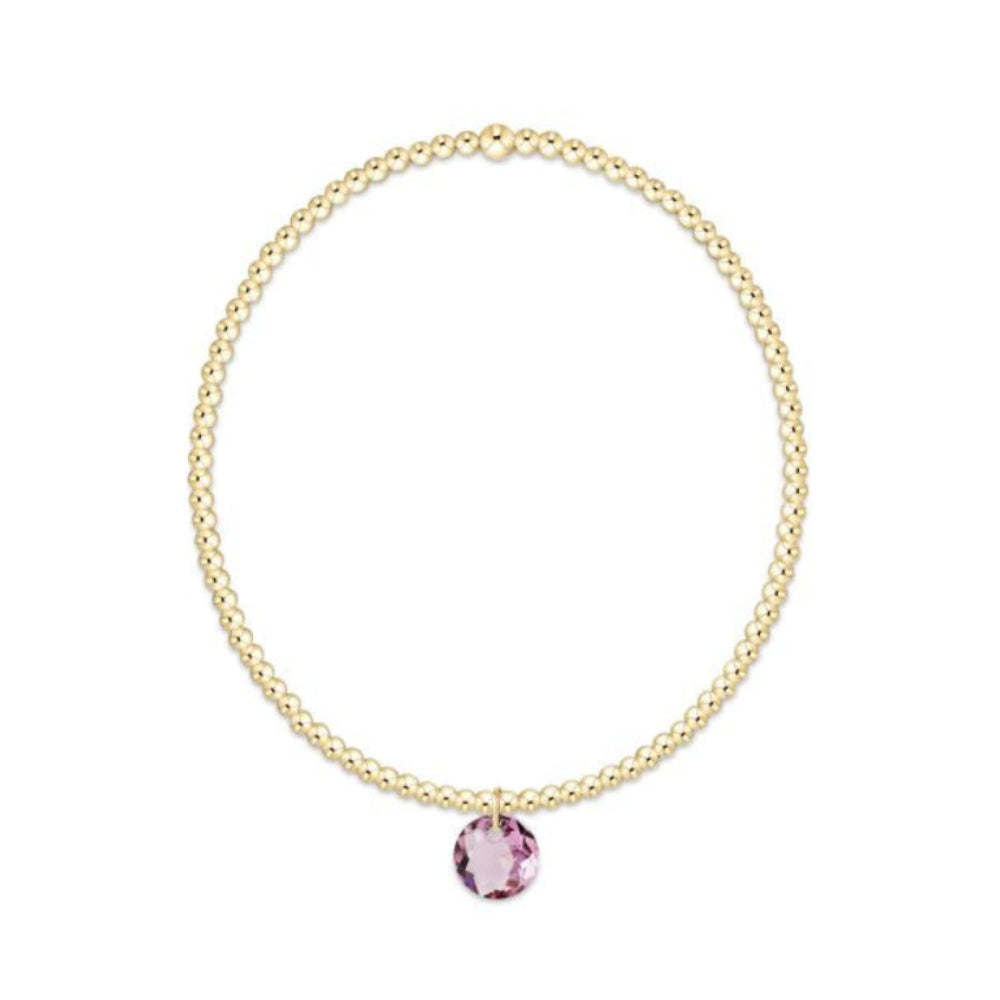 enewton 6.25" Classic Gold 2mm Bracelet - Reflection Small Charm - 02 - February