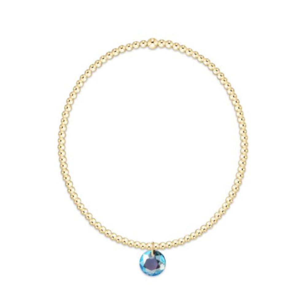 enewton 6.25" Classic Gold 2mm Bracelet - Reflection Small Charm - 03 - March