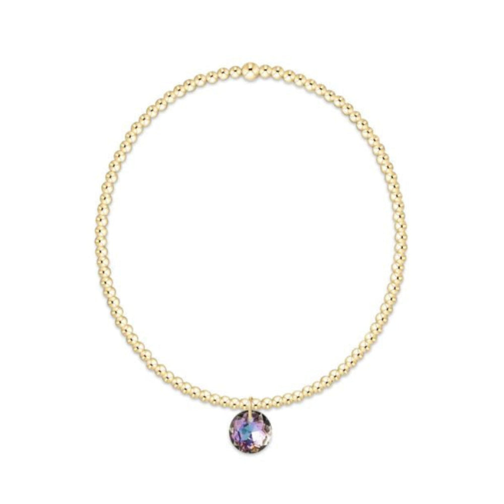 enewton 6.25" Classic Gold 2mm Bracelet - Reflection Small Charm - 06 - June