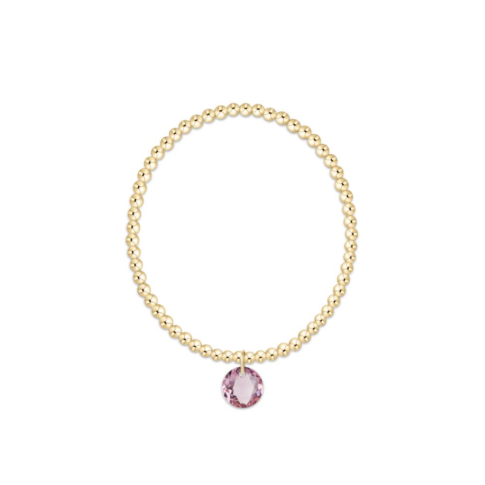 enewton 6.25" Classic Gold 3mm Bracelet - Reflection Charm - 02 - February