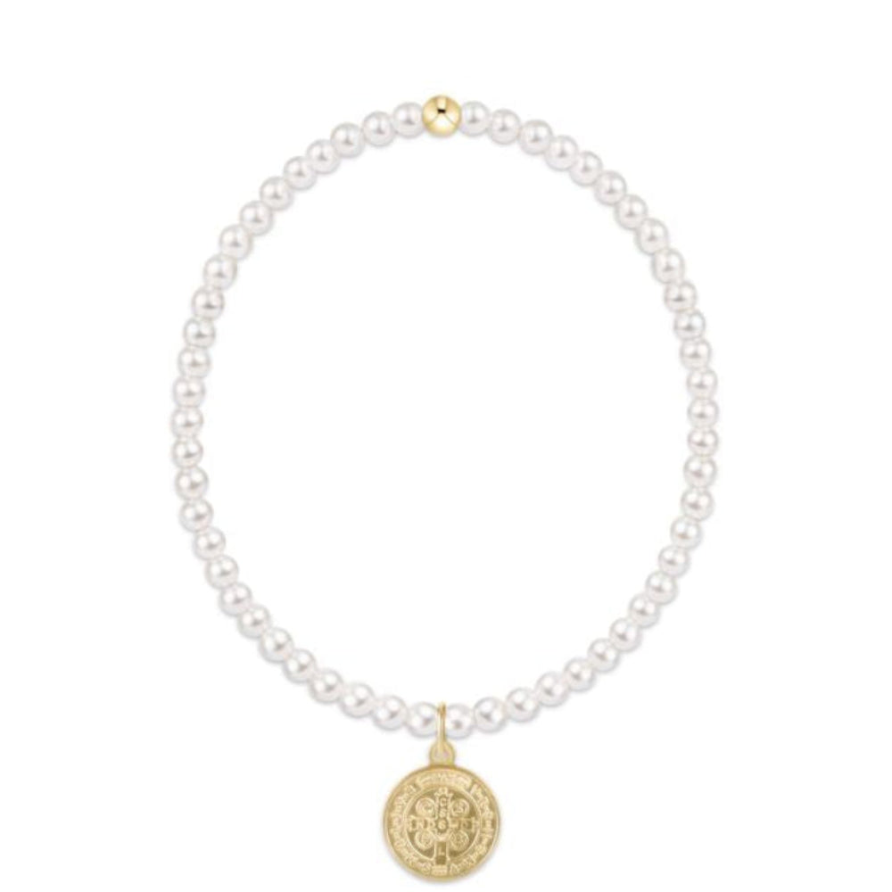 enewton 6.25" Classic Pearl 3mm Bracelet - Blessing Gold Disc