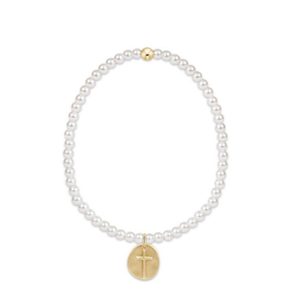 enewton 6.25" Classic Pearl 3mm Bead Bracelet - Inspire Small Gold Charm