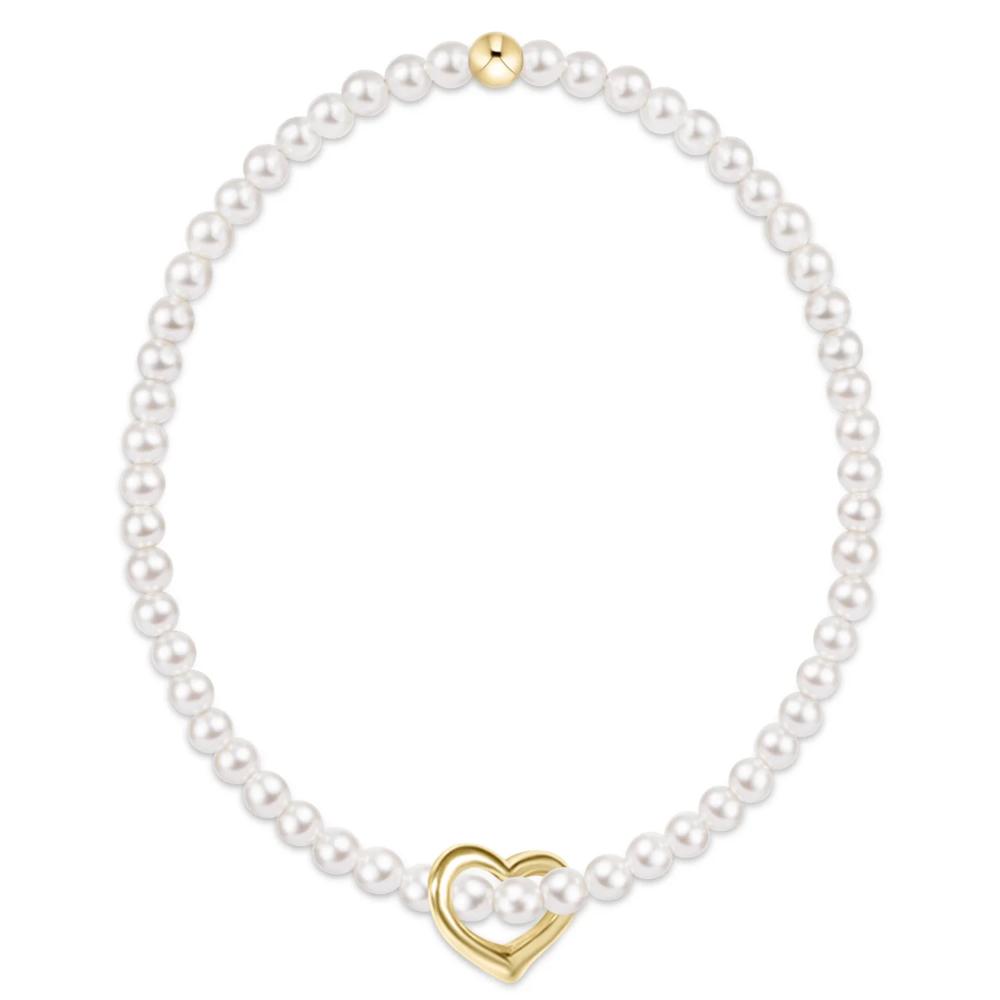 enewton 7.25" Extends Classic Pearl 3mm Bracelet - Love Gold Charm
