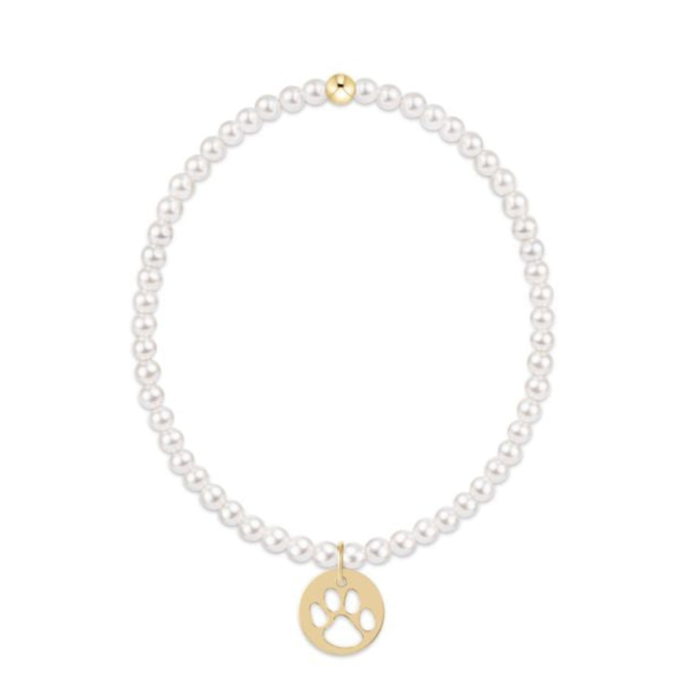 enewton 6.25" Classic Pearl 3mm Bracelet - Paw Print Gold Disc