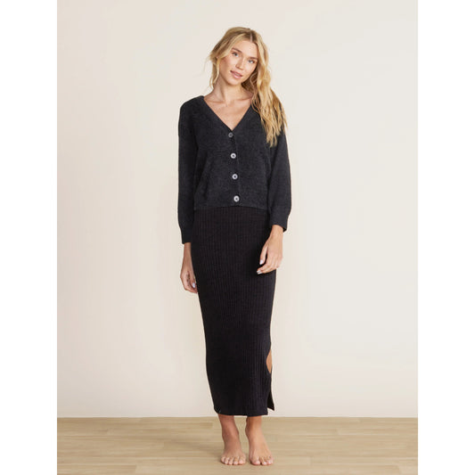 Barefoot Dreams CozyChic Lite® Diamond Pointelle Cardigan - Black