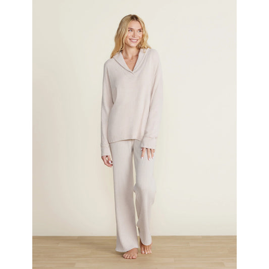 Barefoot Dreams CozyChic Lite® Ribbed Shawl Pullover - Stone