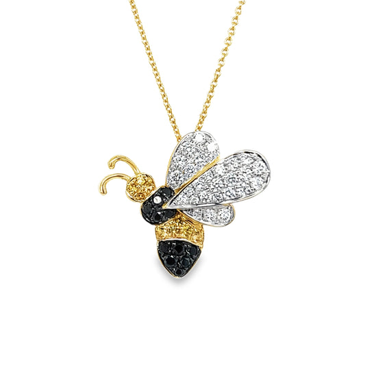 Lisa Nik 18k Sapphire and Diamond Bumble Bee Pendant Necklace