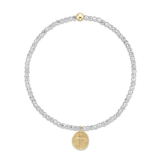 enewton 7.25" extends - Bright Silver Faceted Hematite 2mm Bead Bracelet - Inspire Small Gold Charm