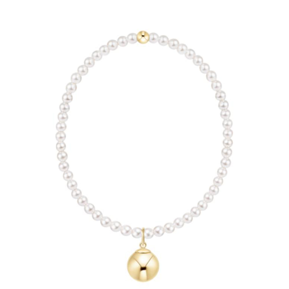 enewton 7.25" Extends Classic Pearl 3mm Bracelet - Classic Gold 10mm Charm