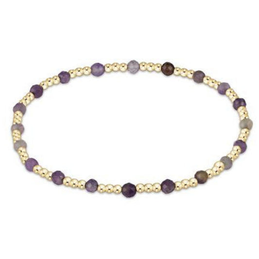 enewton 7.25" Extends - Gemstone Gold Sincerity Pattern 3mm Bead Bracelet - Amethyst