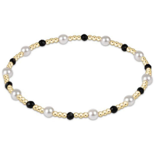 enewton 7.25" Extends - Pearl Sincerity Pattern 4mm Bead Bracelet - Faceted Onyx