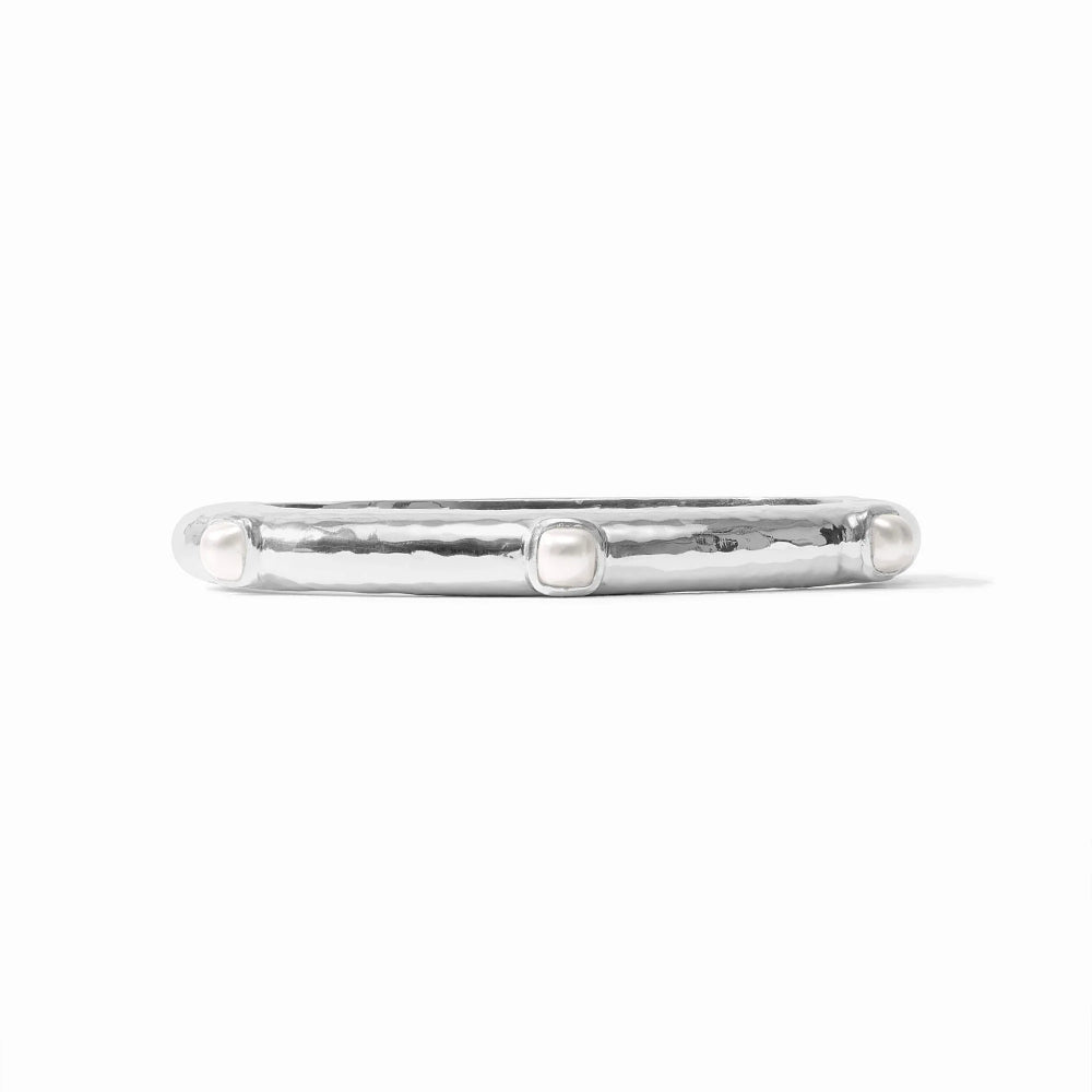 Silver pearl bangle bracelet