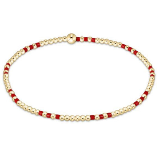 enewton 6.25" Gameday Hope Joy Pattern 2mm Bead Bracelet - Bright Red